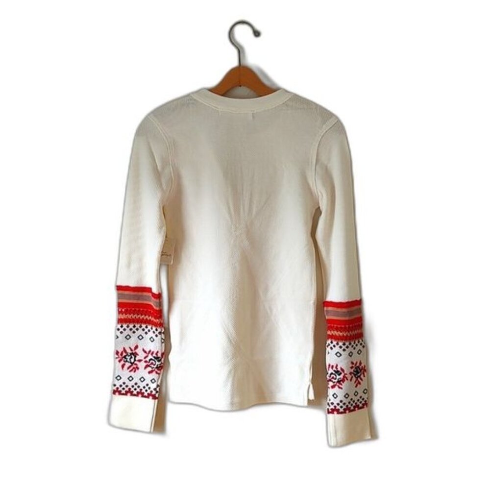 NWT! Free People Mikah Cream Layering Print Detailing Top / Shirt Size Small $78 - Picture 2 of 9